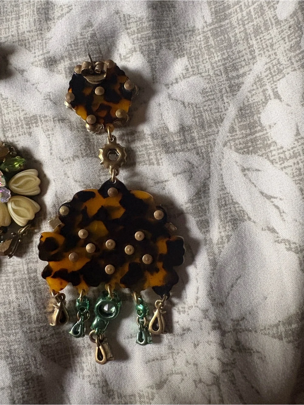J. Crew Yellow Floral Drop Earrings with Aurora Crystal Accents